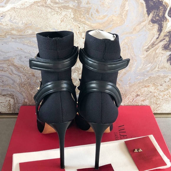 Valentino Body Tech Rockstud Knit Black Boots - Picture 5 of 7